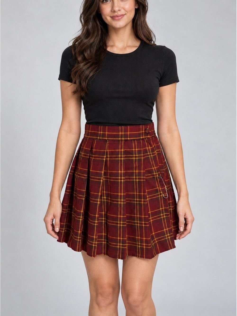 Harry Potter S Burgundy Plaid Pleated Wrap Mini Skirt Preppy